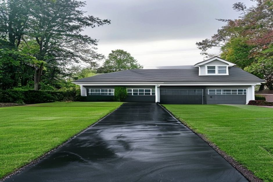 Residential driveway, fresh asphalt